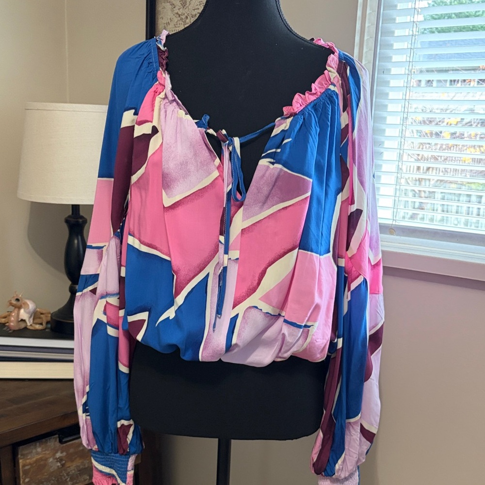 Chic Color Block Women's Blouse